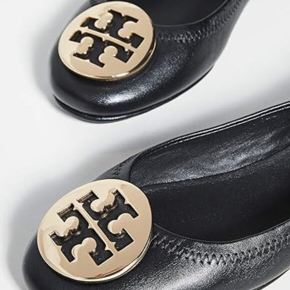 Tory Burch Shoes - Tory Burch Black Flats with Gold Logo